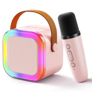 Wireless Mini Portable Bluetooth Karaoke Machine | Bluetooth Speaker with Microphone & LED Lights - Kids Music Singing Toys for Girl Boy Birthday Gift Ideas